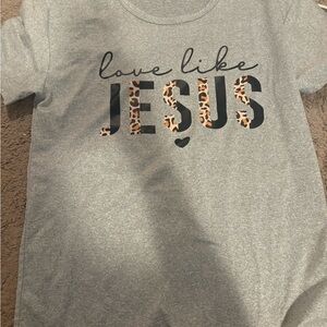 Gray 'Love Like Jesus' Leopard Print Tee
